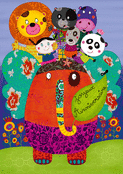Anniversaire joyeux &eacute;l&eacute;phant et amis